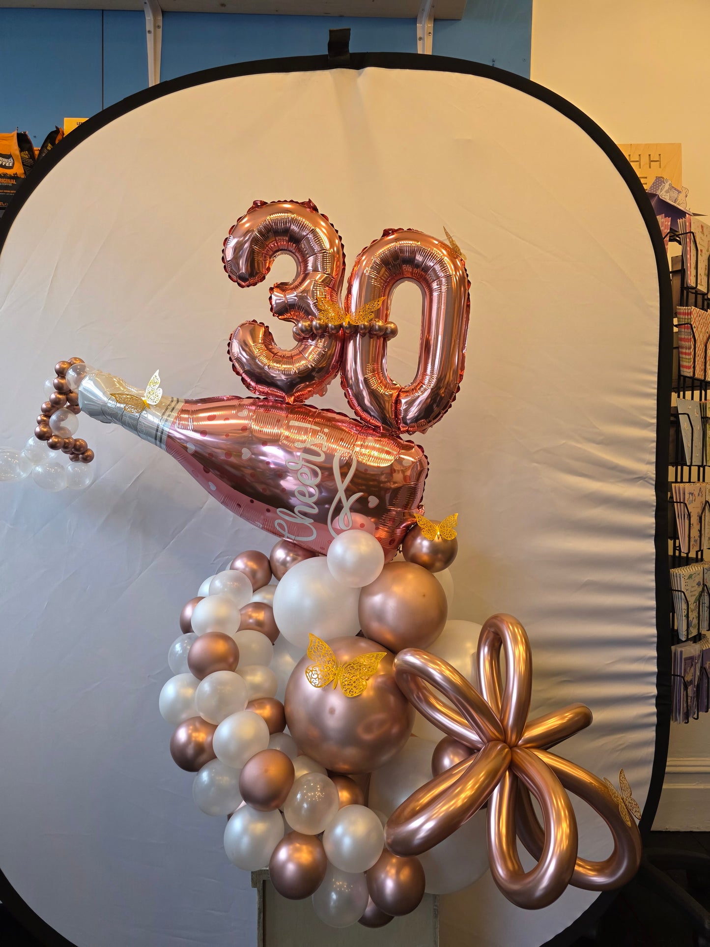 Rose Gold, pearl white celebration Display