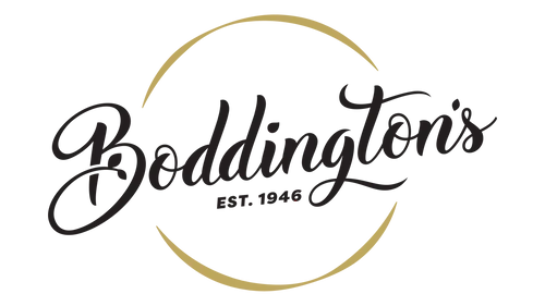 Boddington's logo with black text and gold circle on a white background