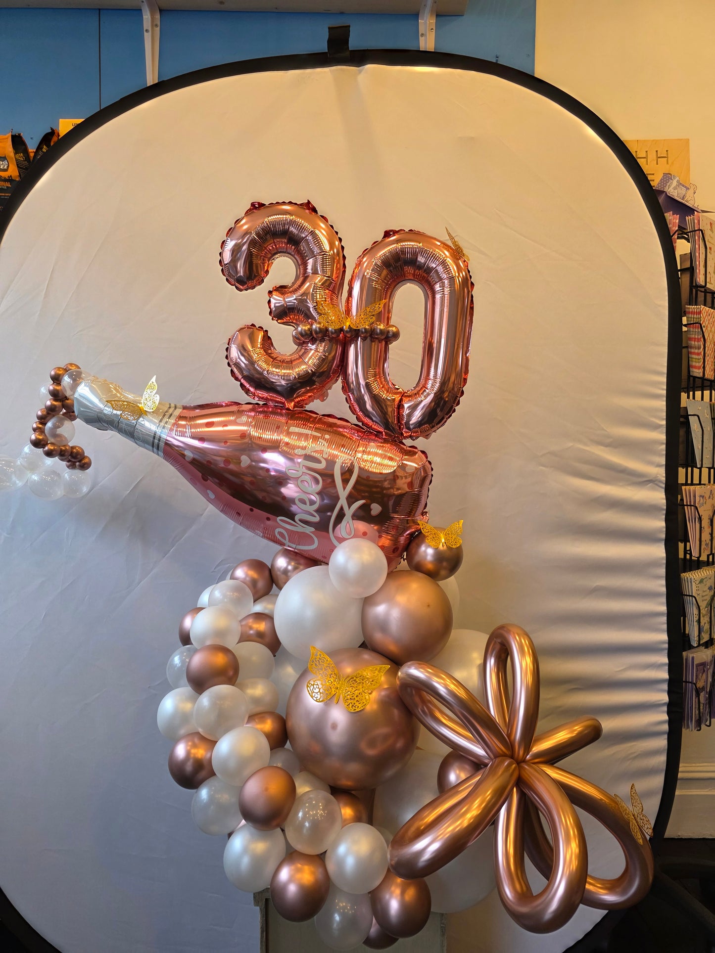 Rose Gold, pearl white celebration Display